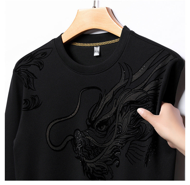 Printed long-sleeved crew neck sweatshirt