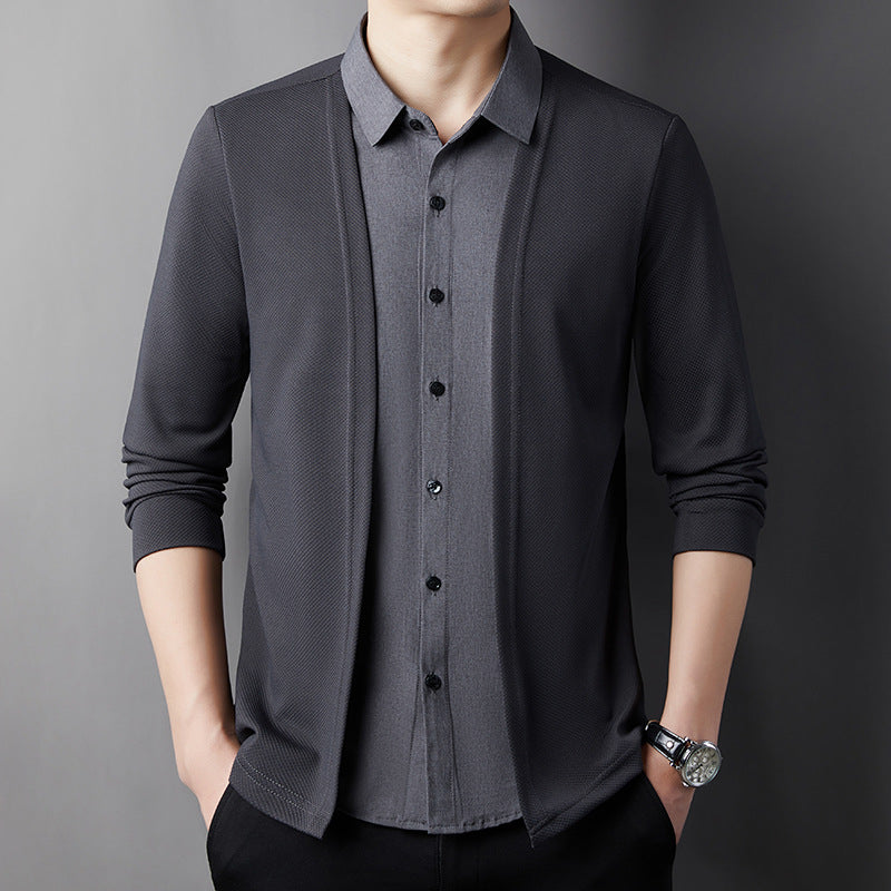 Fake two-piece knitted business casual cardigan
