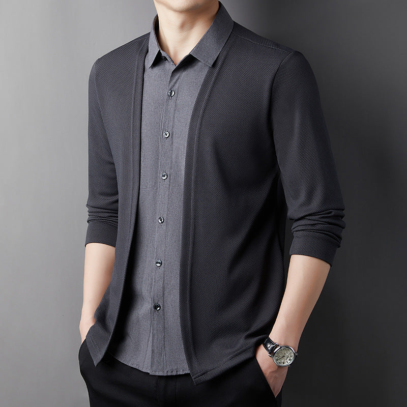 Fake two-piece knitted business casual cardigan