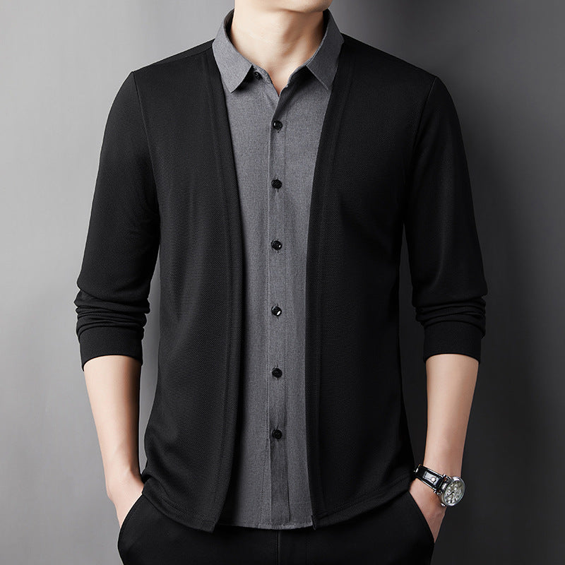 Fake two-piece knitted business casual cardigan