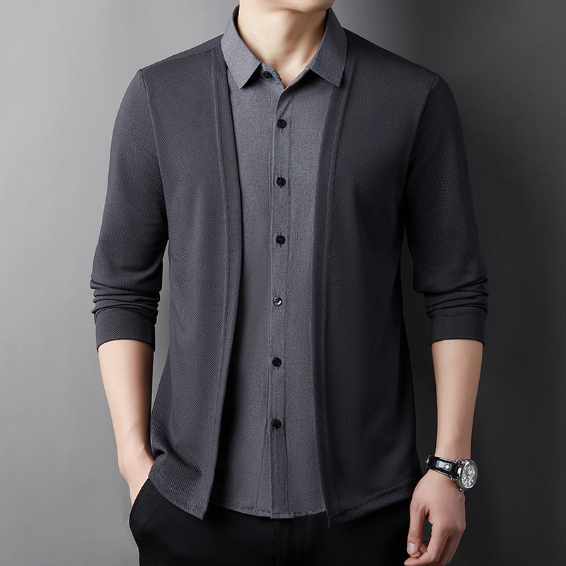 Fake two-piece knitted business casual cardigan