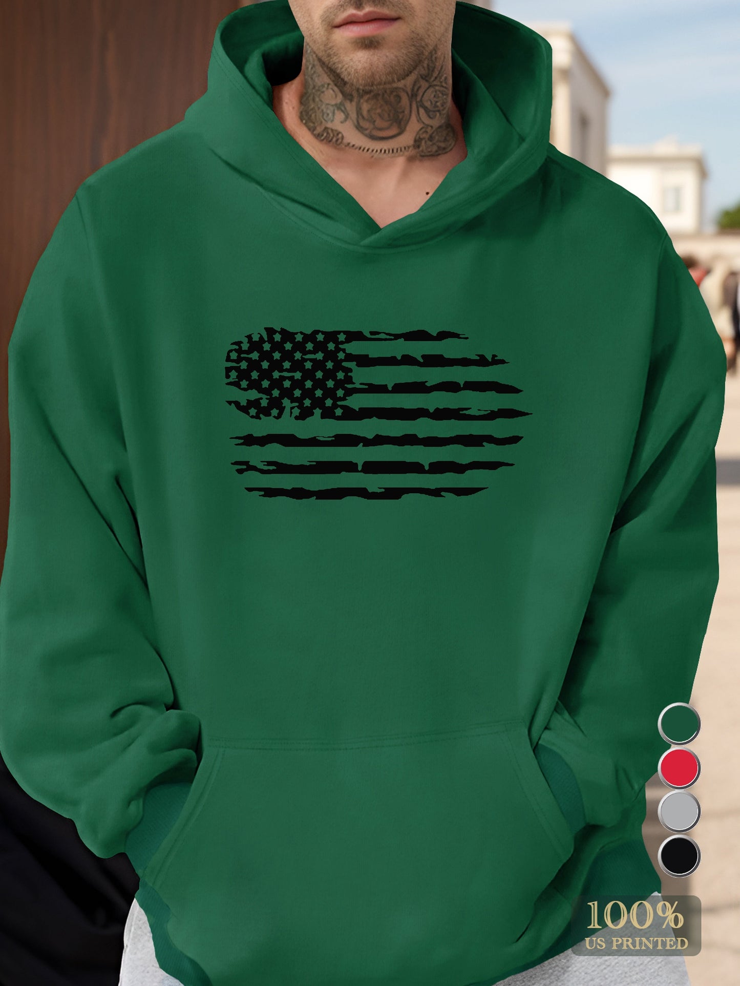 Sudadera con capucha para hombre con la bandera estadounidense