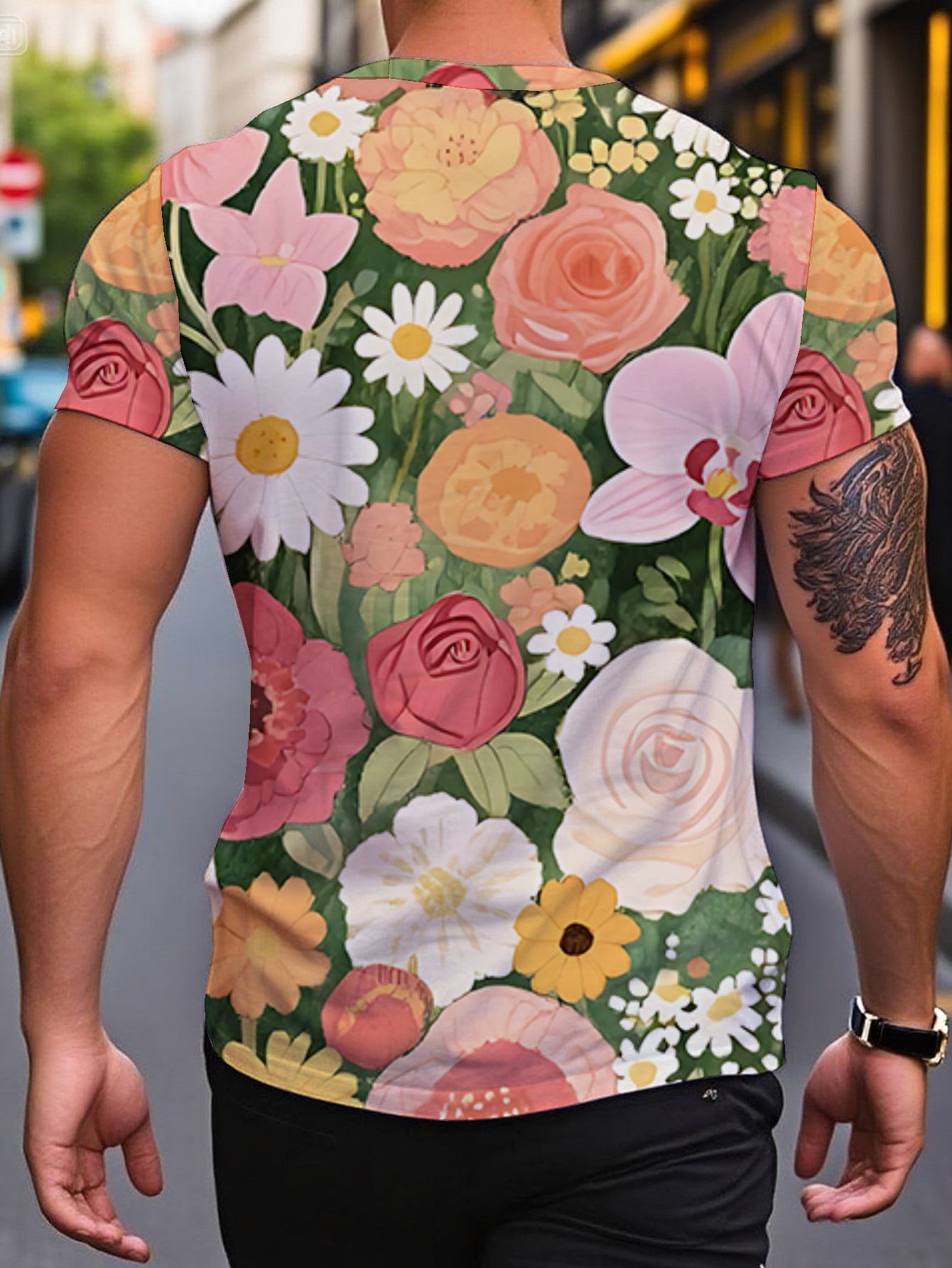 Cyclone Men's short-sleeved T-shirt summer T-shirt top full of print