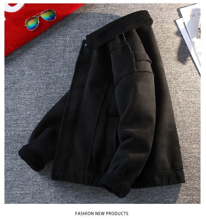 Chaqueta de algodón con solapa de lana de cordero