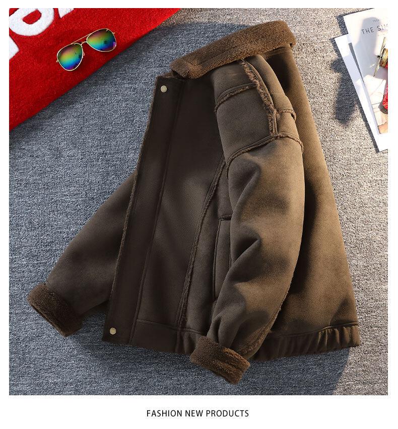 Chaqueta de algodón con solapa de lana de cordero