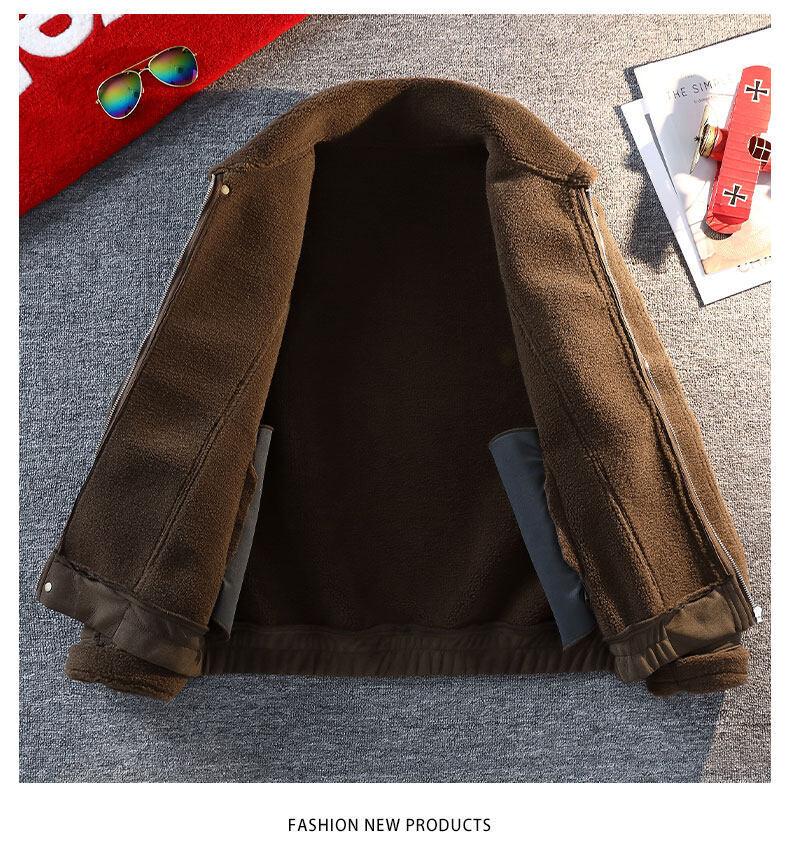 Chaqueta de algodón con solapa de lana de cordero