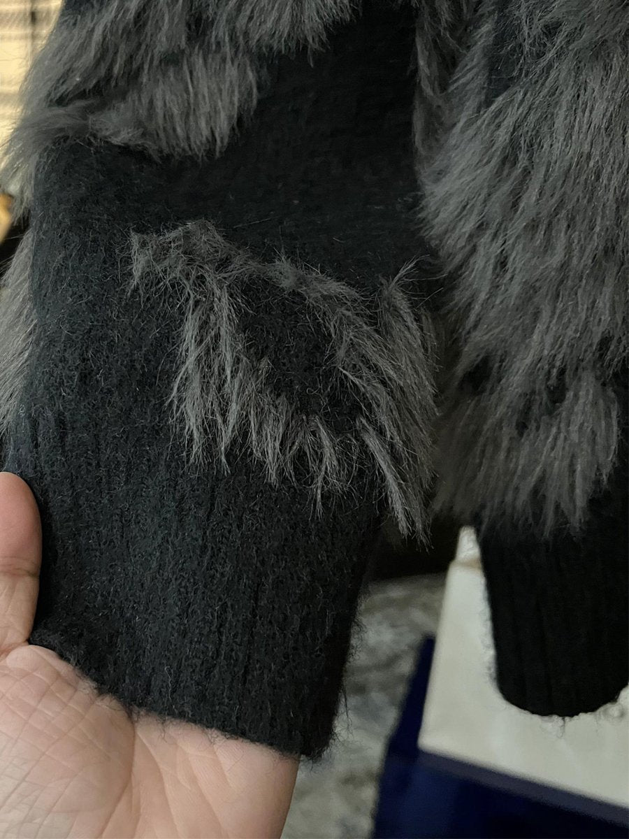 Suéter holgado de visón con cuello redondo para hombre