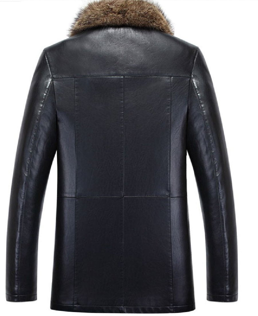 Abrigo cálido de piel ecológico para hombre