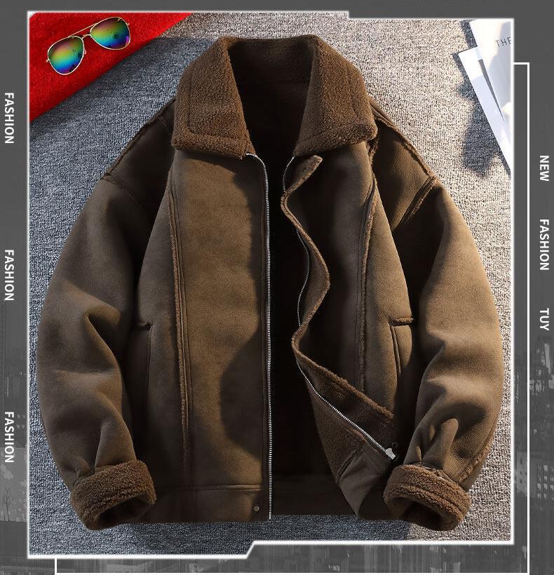 Chaqueta de algodón con solapa de lana de cordero
