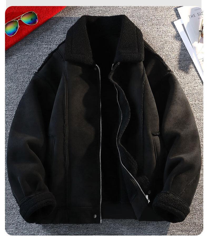 Chaqueta de algodón con solapa de lana de cordero