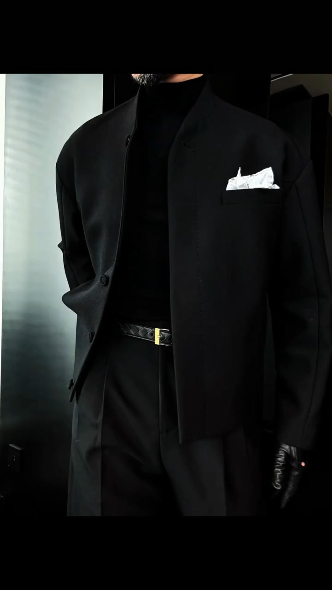 Stand collar casual jacket + trousers two-piece set（2）