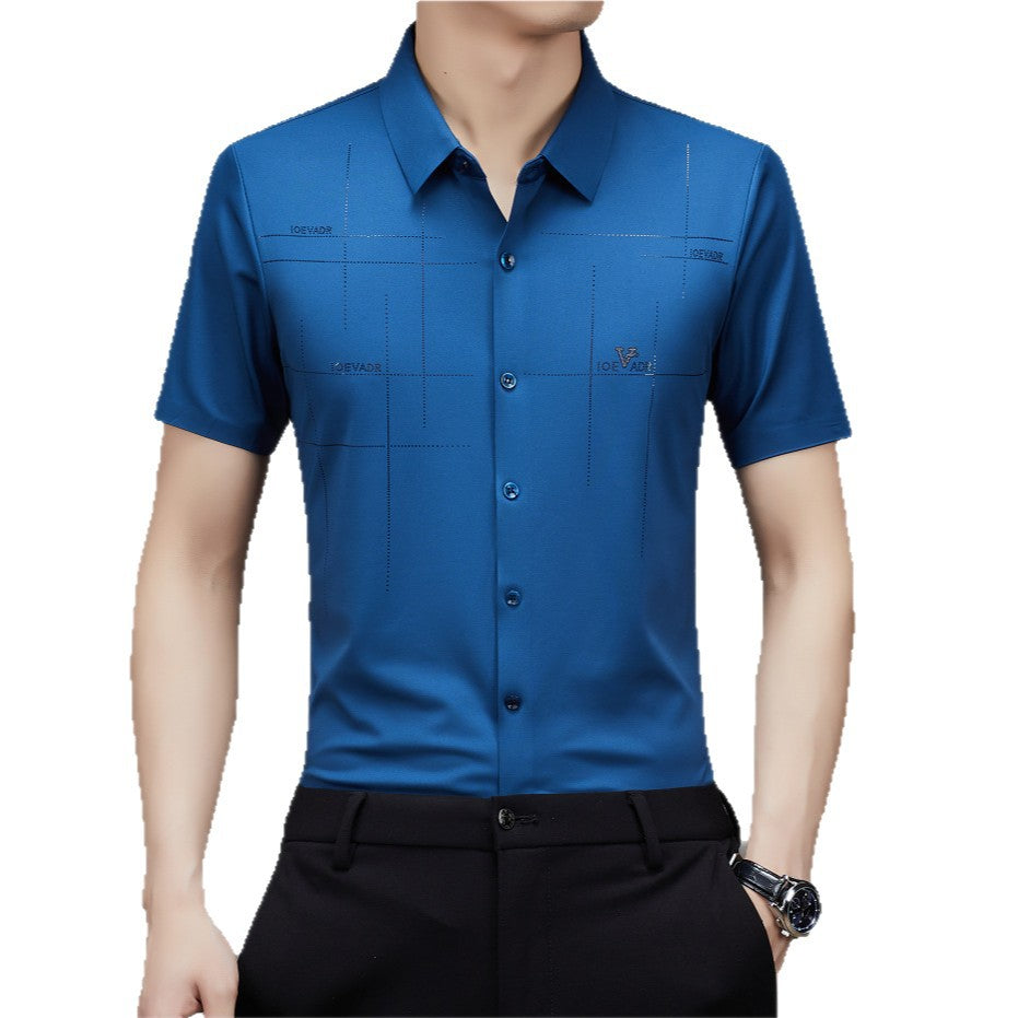 Seamless non-iron striped print shirt