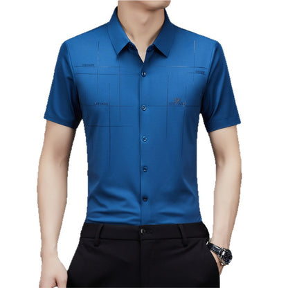 Seamless non-iron striped print shirt