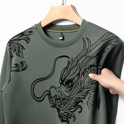 Printed long-sleeved crew neck sweatshirt
