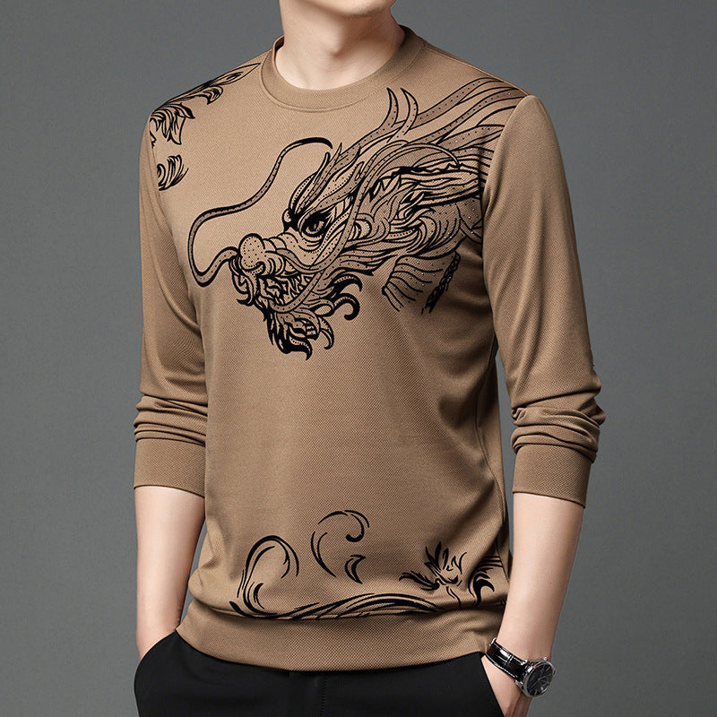 Printed long-sleeved crew neck sweatshirt