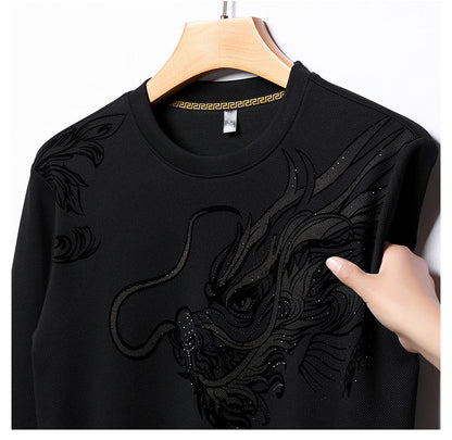 Printed long-sleeved crew neck sweatshirt