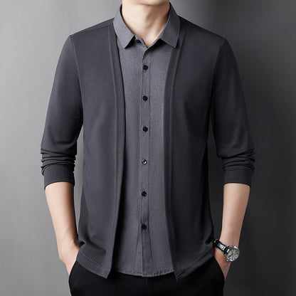 Fake two-piece knitted business casual cardigan