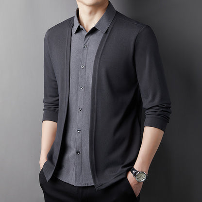 Fake two-piece knitted business casual cardigan
