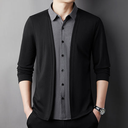 Fake two-piece knitted business casual cardigan