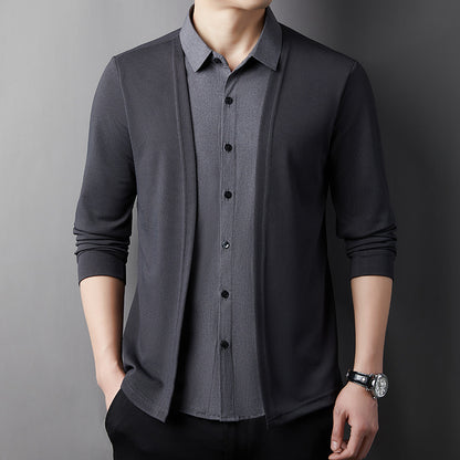 Fake two-piece knitted business casual cardigan