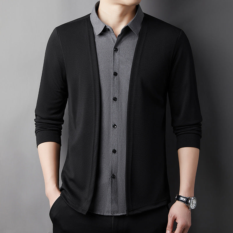 Fake two-piece knitted business casual cardigan