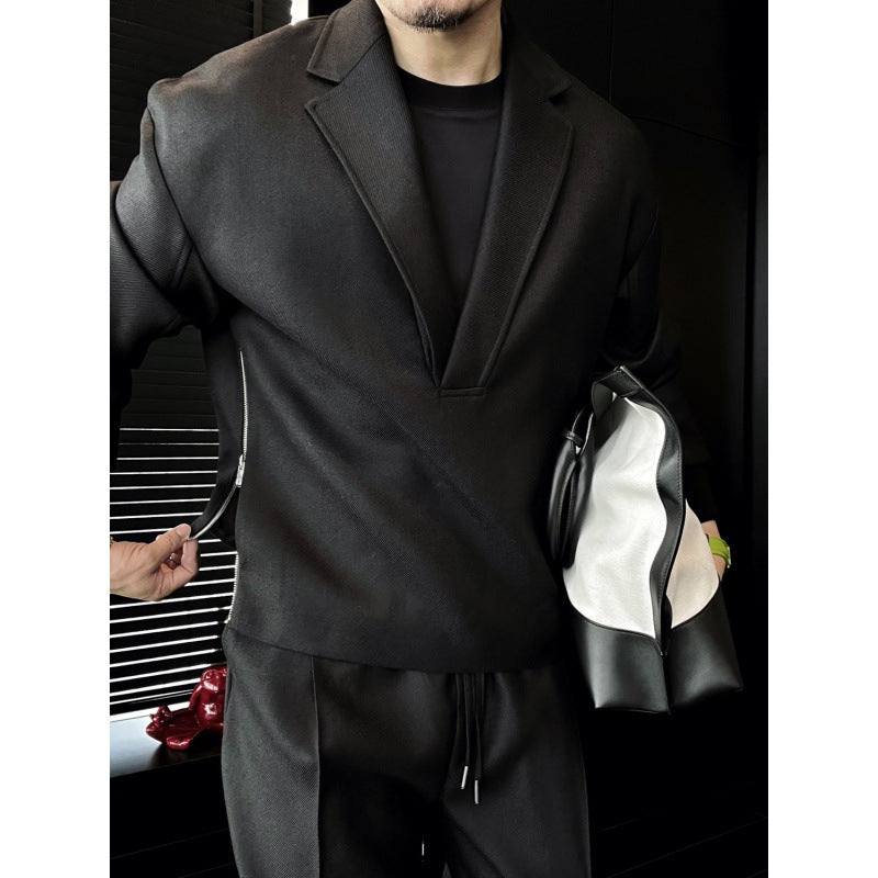 Two-piece suit with double side zippers