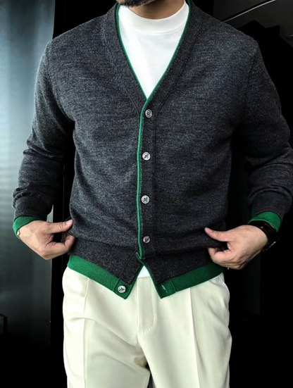 Colorblock Baseball Knit Cardigan