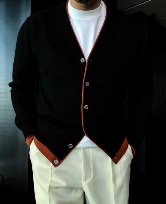 Colorblock Baseball Knit Cardigan