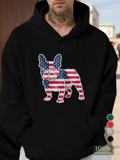 American Flag French Bulldog Men's hooded sweatshirt