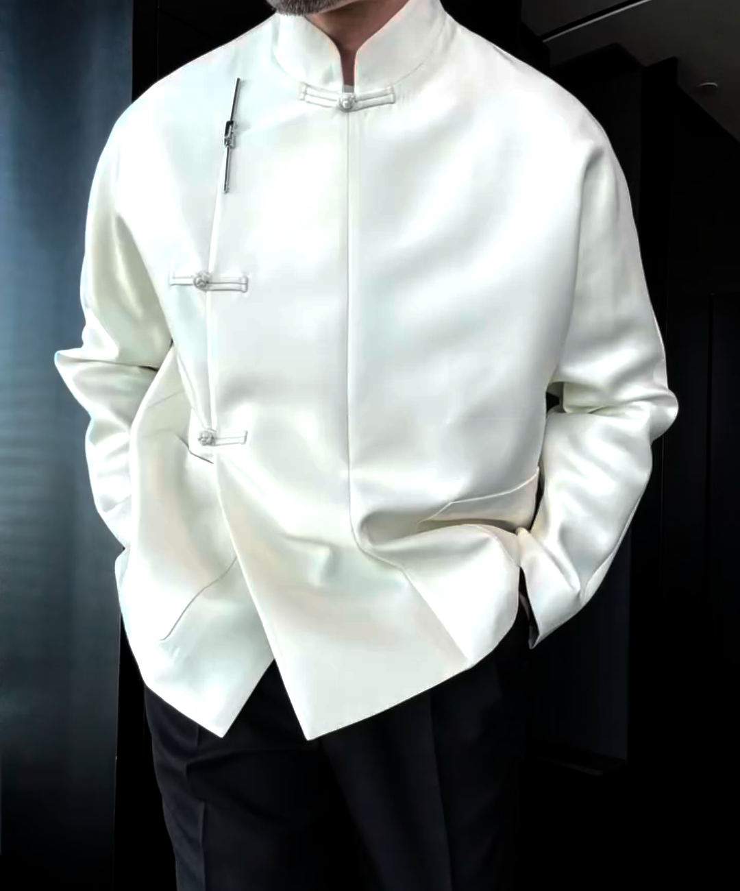 Chinese style stand collar buttoned jacket