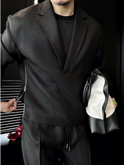 V-neck double-side zipper two-piece suit