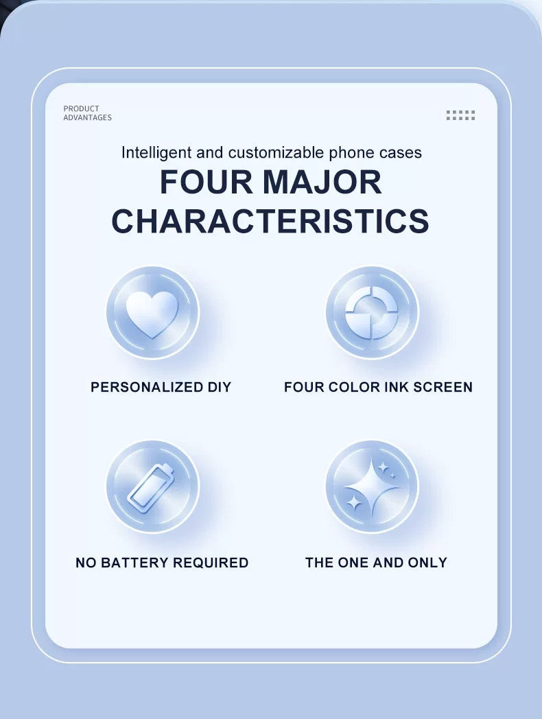 NFC Smart Ink Screen Magnetic Phone Case DIY Protective Cover