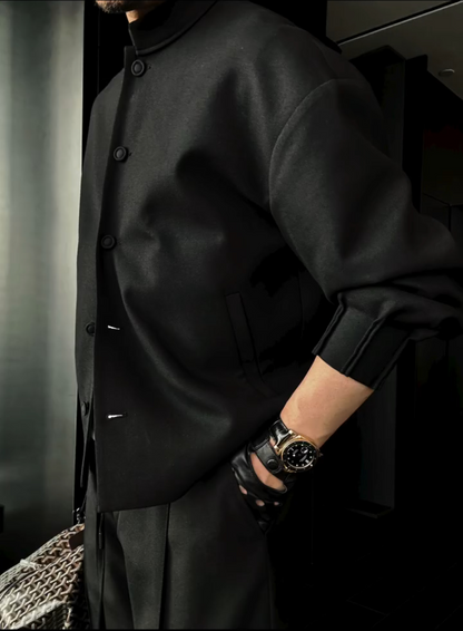 Stand collar jacket suit