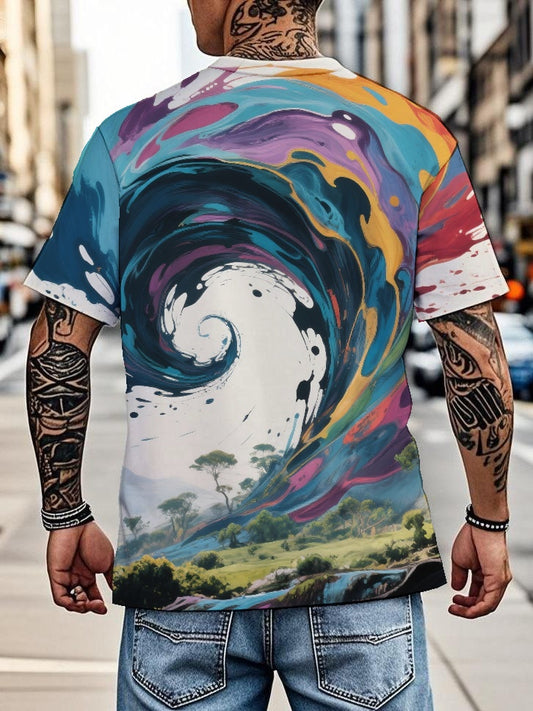 Colorful Floral Patterns Men's short-sleeved T-shirt summer T-shirt top full of print