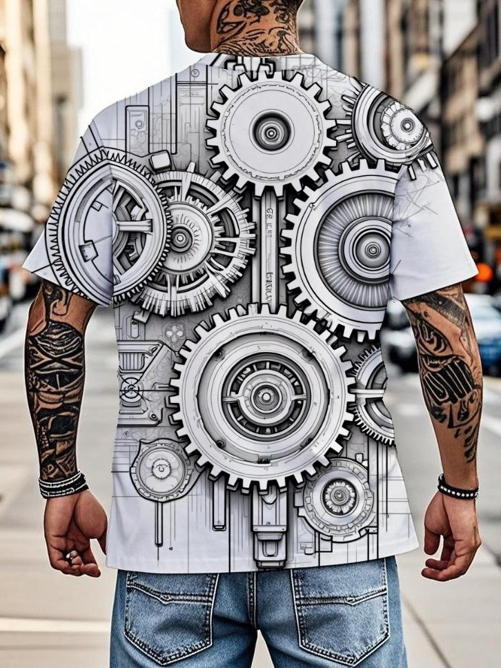 Lotus Men's short-sleeved T-shirt summer T-shirt top full of print