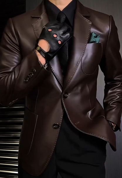 Slim-fit leather jacket