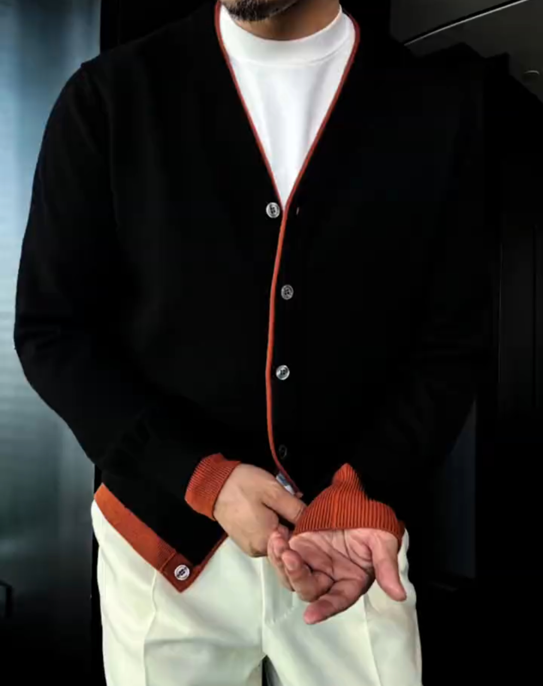 Colorblock Baseball Knit Cardigan