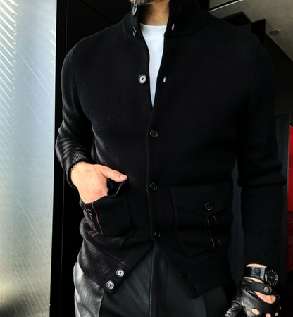 Stand-up collar cardigan