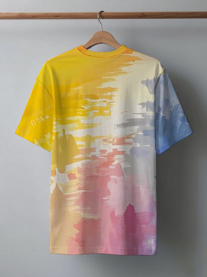 Gradient Minimalism Men's short-sleeved T-shirt summer T-shirt top full of print