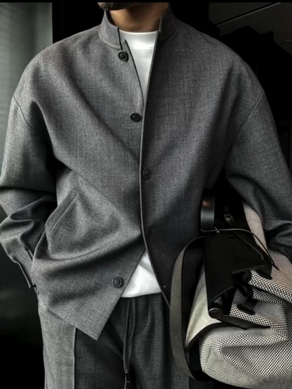 Stand collar jacket suit