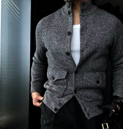 Stand-up collar cardigan