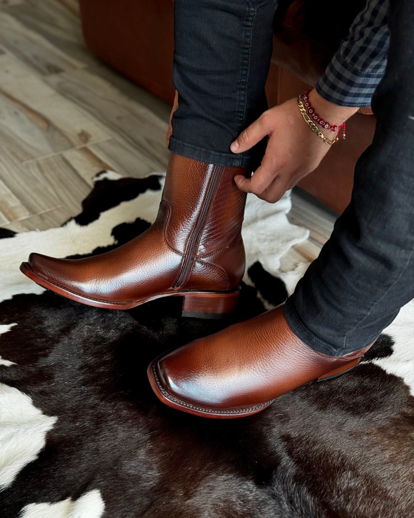 Premium Honey Buckskin Cowboy Boots