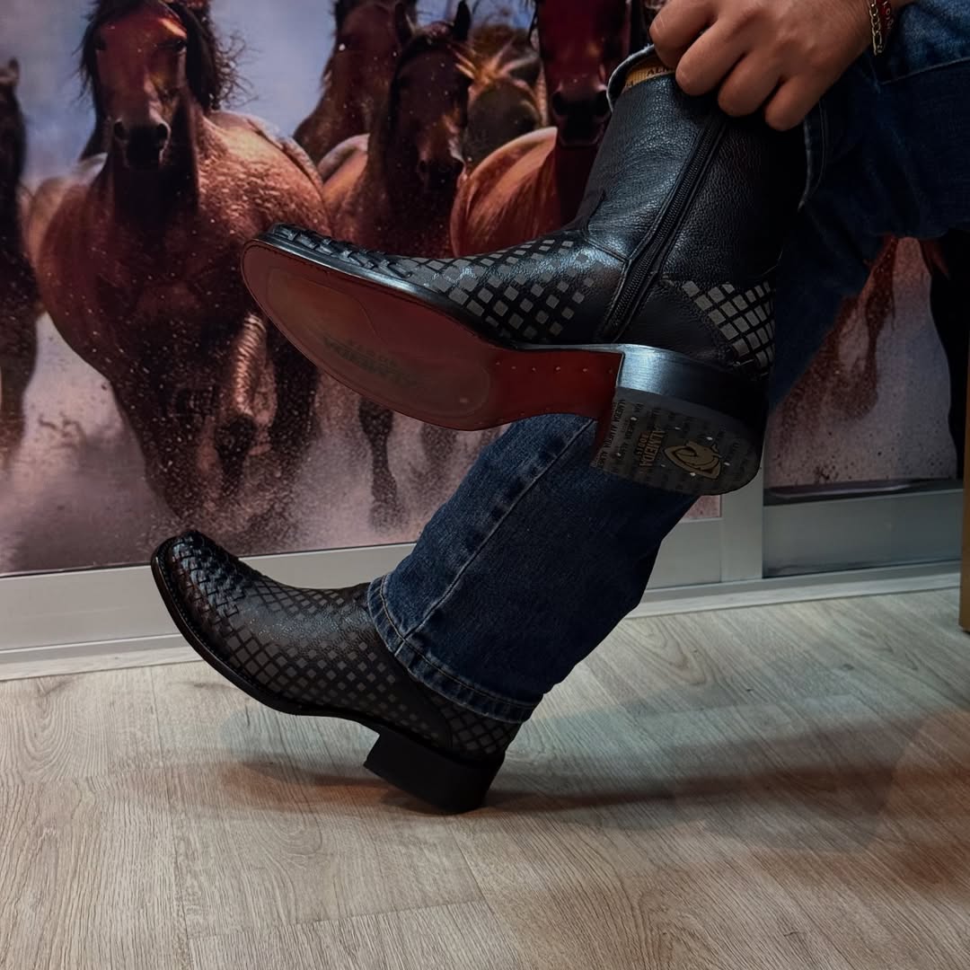Premium deerskin cowboy boots