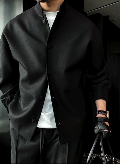 Stand collar jacket suit