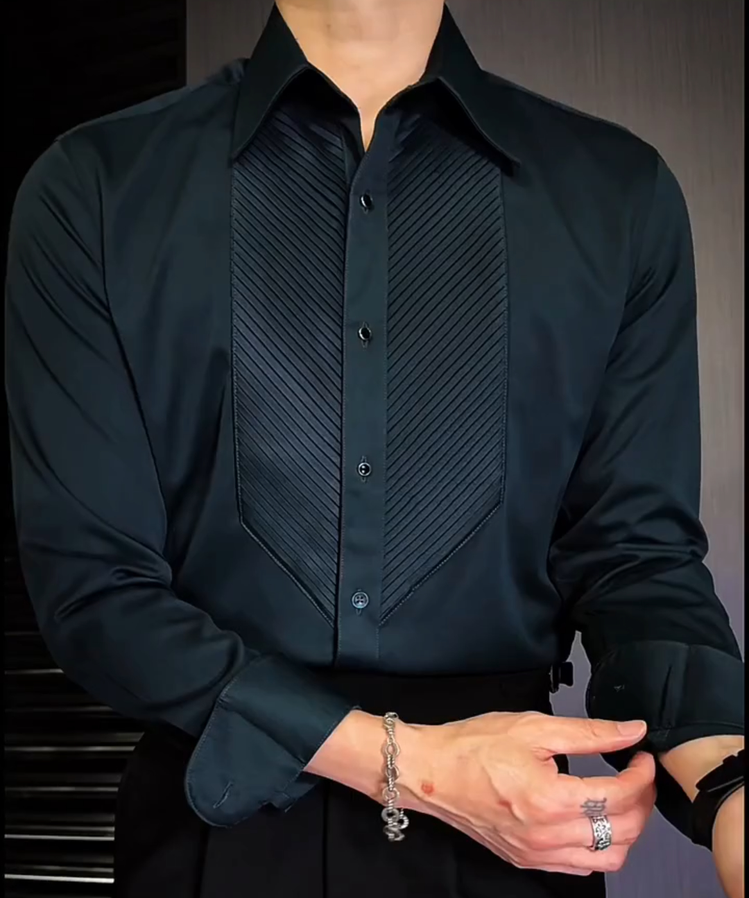 Men's solid color high-end shirt