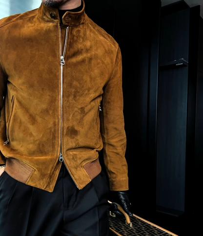 Caramel brown leather jacket