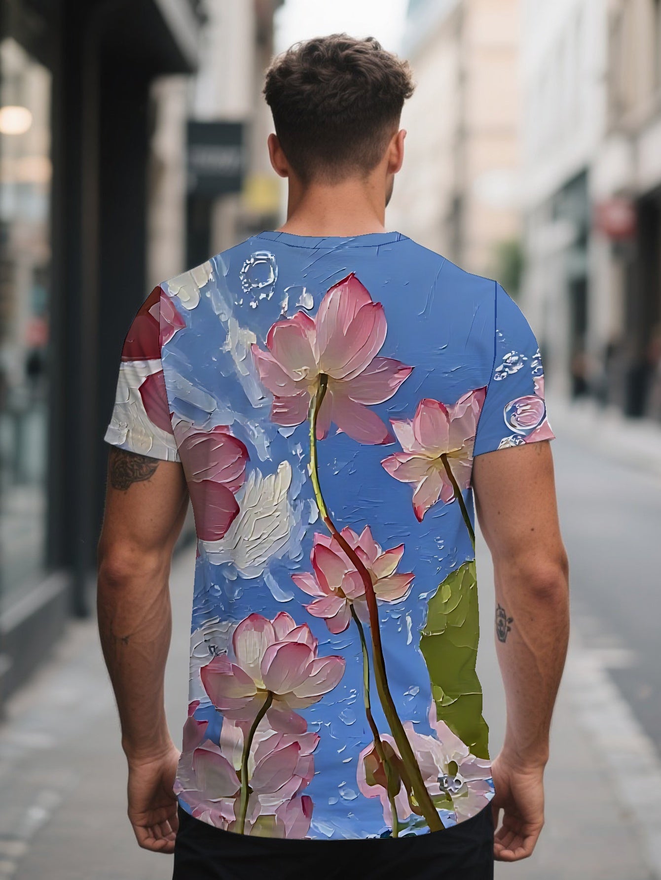 Butterfly Men's short-sleeved T-shirt summer T-shirt top full of print