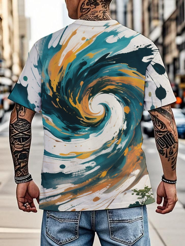 Star Men's short-sleeved T-shirt summer T-shirt top full of print