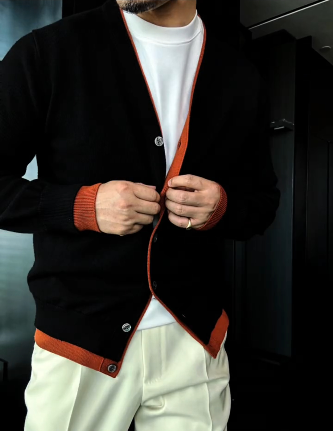 Colorblock Baseball Knit Cardigan