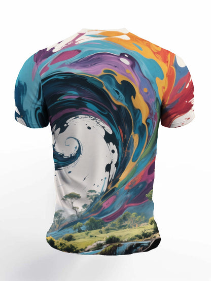 Colorful Floral Patterns Men's short-sleeved T-shirt summer T-shirt top full of print